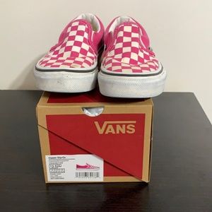 Vans pink and white sneakers in good condition.